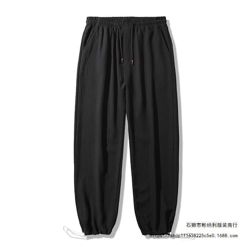 Large Size Pants Men'S Summer Thin Fat Boy Ice Silk Stretch Leg Plus Fat Plus Size Cropped Pants Fashionable Fat Men'S Loose Pants - Image 3